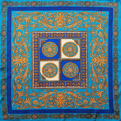 Ornate Baroque Medallion Print Square Bandana Scarf