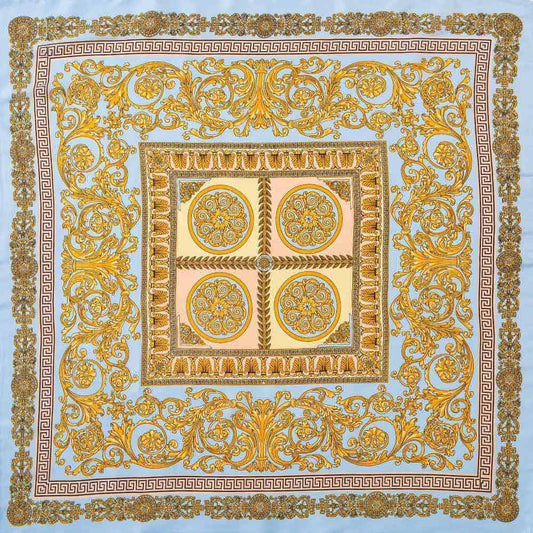 Ornate Baroque Medallion Print Square Bandana Scarf