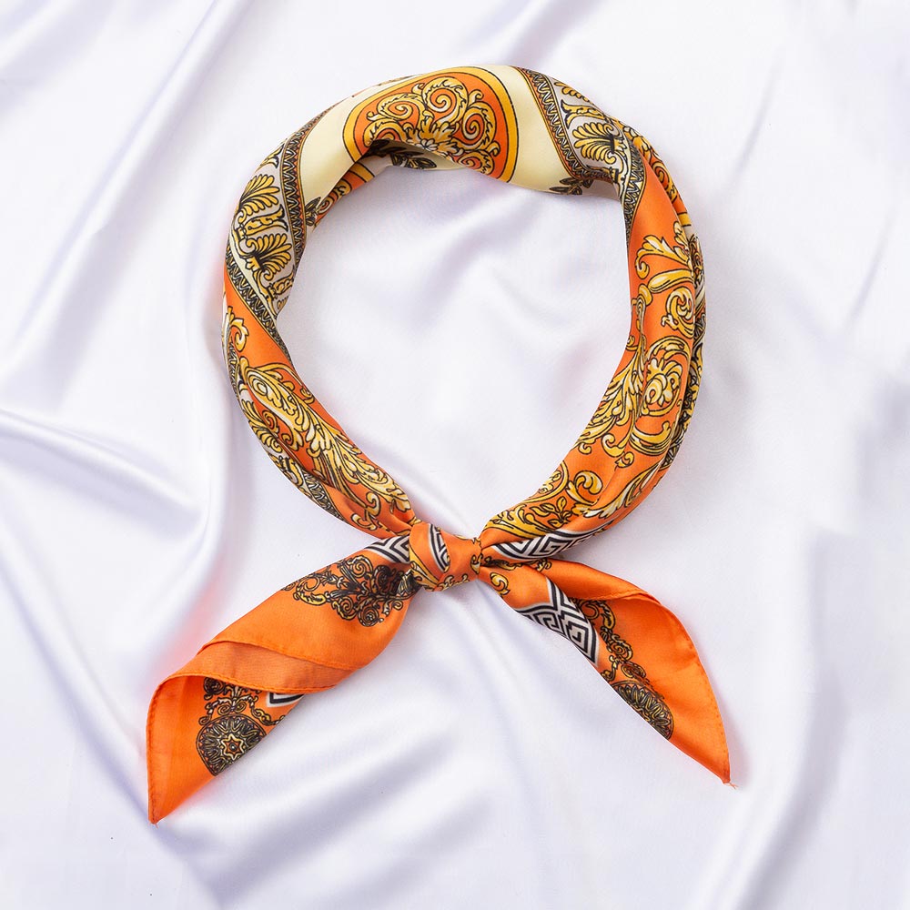 Ornate Baroque Medallion Print Square Bandana Scarf