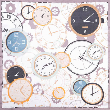 Vintage Clock Pattern Print Square Bandana Scarf