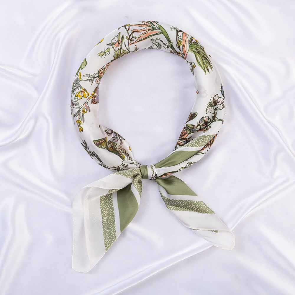 Butterfly Floral Sketch Print Square Bandana Scarf