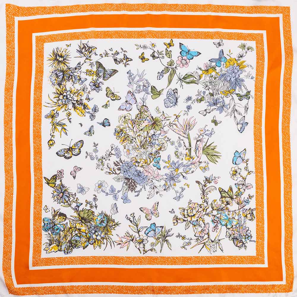 Butterfly Floral Sketch Print Square Bandana Scarf