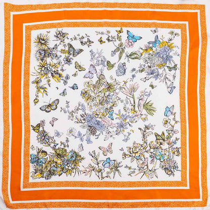 Butterfly Floral Sketch Print Square Bandana Scarf