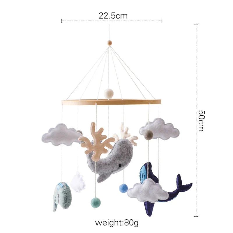 Baby Wooden Bed Bell Cartoon Rabbit Mobile