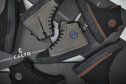 CALTO - S3423 - 2.4 Inches Taller (Grey) - Cap Toe High Top Zip-Up Sneaker Boots