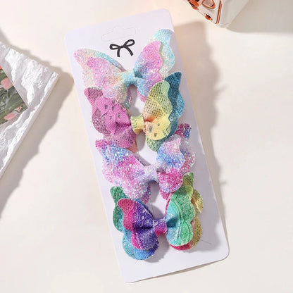 4Pcs Candy Colored Hair Clips for Girls Cute Double-Layered Bows