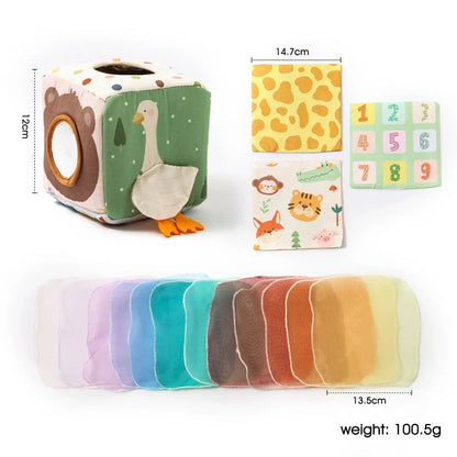 Montessori Cloth Busy Box Animal Tissue Toy