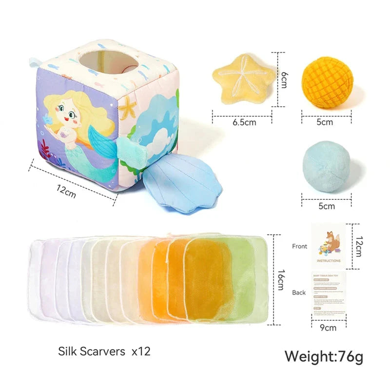 Montessori Cloth Busy Box Animal Tissue Toy