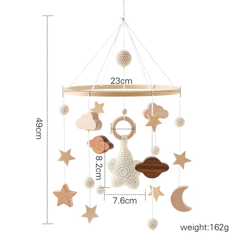 Baby Wooden Bed Bell Cartoon Rabbit Mobile