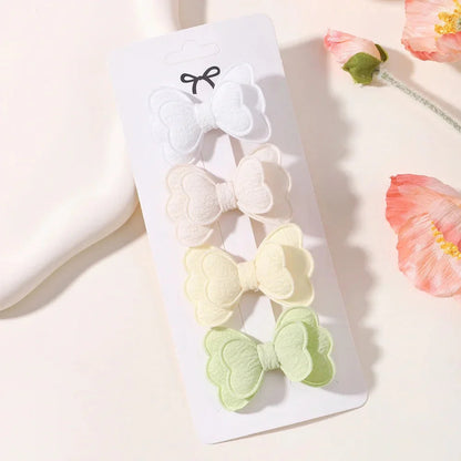 4Pcs Candy Colored Hair Clips for Girls Cute Double-Layered Bows