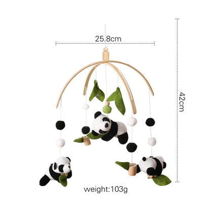 Baby Wooden Bed Bell Cartoon Rabbit Mobile