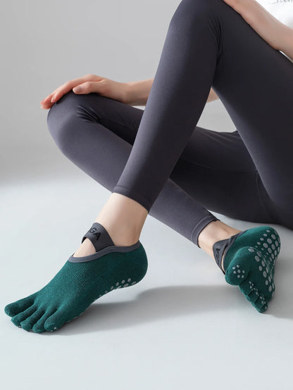 Women's five finger socks, anti slip yoga socks
