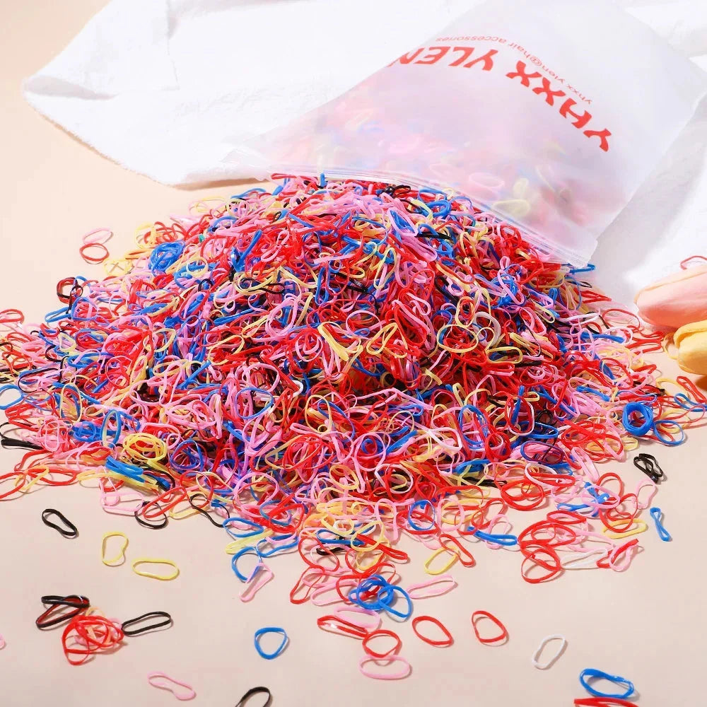 500/1000Pcs Colourful Hair Ties for Girls Kids Ponytail Holder Bands