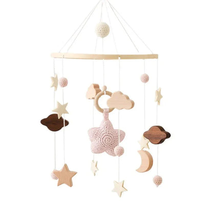 Wooden Baby Crib Mobile with Music Box Bell