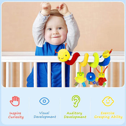 Cute Activity Musical Spiral Crib Stroller Car Seat Travel Hanging Toys Baby Boys Girls Rattles Toy