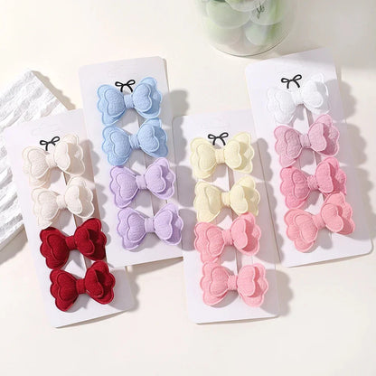 4Pcs Candy Colored Hair Clips for Girls Cute Double-Layered Bows