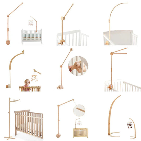 Wooden Baby Rattle Crib Mobile Holder for Newborns