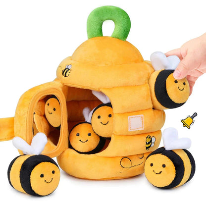 Soft Baby Beehive Toy with 5 Sensory Rattles for 6-12 Months