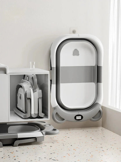 Portable Collapsible Baby Bathtub with Thermometer