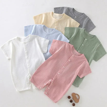 Breathable Cotton Baby Romper Summer Short Sleeve Jumpsuit for Newborn Boys & Girls 3–24M