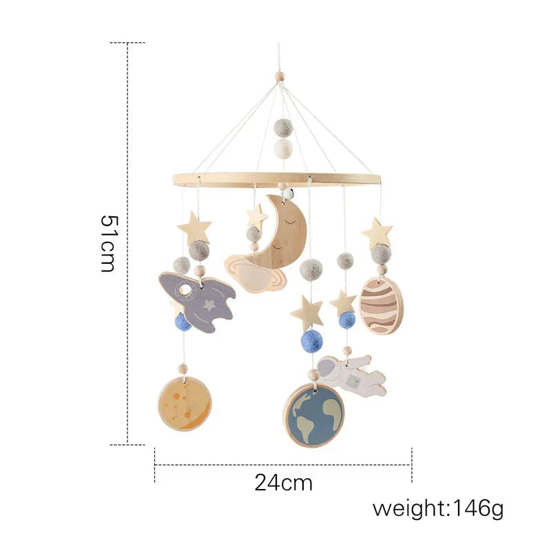 Baby Wooden Bed Bell Cartoon Rabbit Mobile