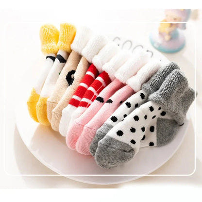 5 Pairs Baby Socks Warm Cartoon Floor Socks for Newborn Toddlers