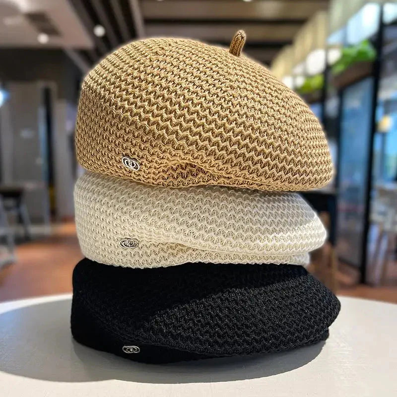 Women’s Pleated Paper Straw Beret