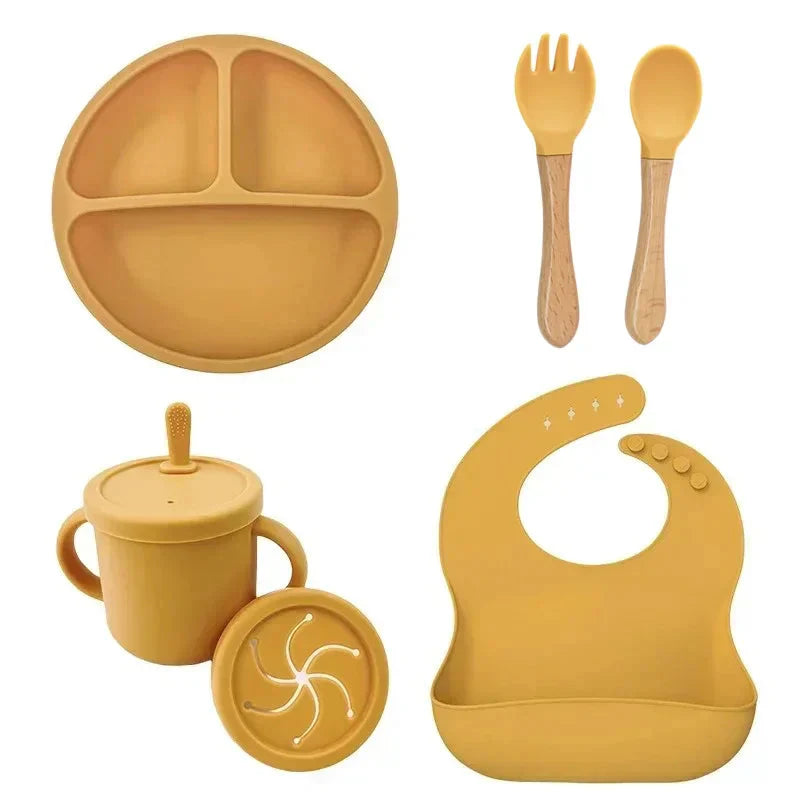 Food Grade Silicone Baby Feeding Dish Set Suction Plate Cup