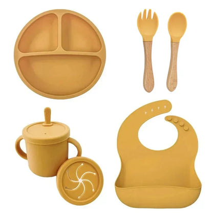 Food Grade Silicone Baby Feeding Dish Set Suction Plate Cup