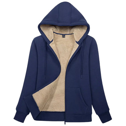 Sherpa-Lined Fleece Zip-Up Hoodie Jacket Women