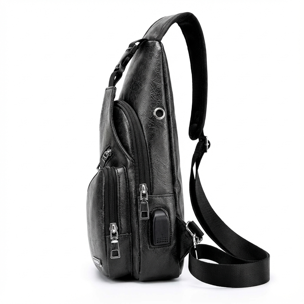 Men’s Leather Sling Bag – Secure Anti-Theft