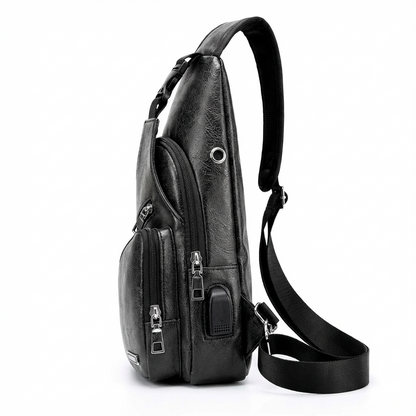 Men’s Leather Sling Bag – Secure Anti-Theft