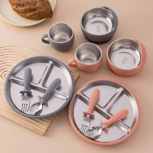 Stainless Steel Baby Feeding Set with Silicone Sucker