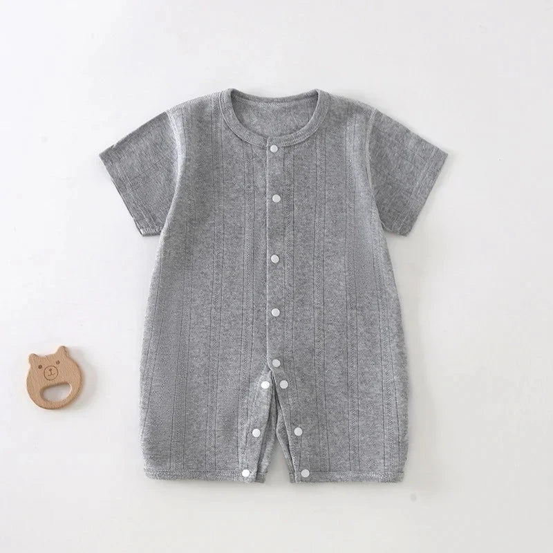 Breathable Cotton Baby Romper Summer Short Sleeve Jumpsuit for Newborn Boys & Girls 3–24M