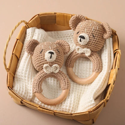 Crochet Animal Rattle Baby Toy Montessori Teether