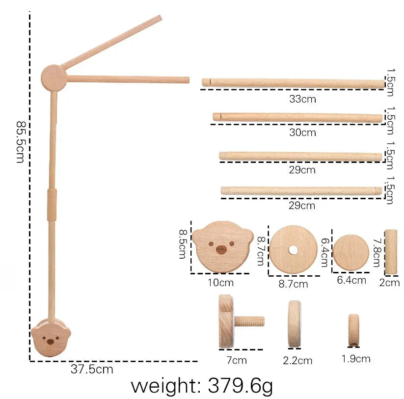 Baby Wooden Bed Bell Cartoon Rabbit Mobile