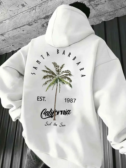 Tropical Palm Tree Print Hooded Sweatshirt