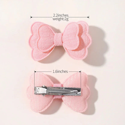 4Pcs Candy Colored Hair Clips for Girls Cute Double-Layered Bows