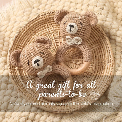 Crochet Animal Rattle Baby Toy Montessori Teether