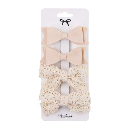 4Pcs Baby Bows Hair Clips Cotton Linen Hairpins for Girls
