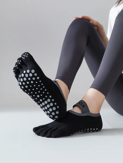 Women's five finger socks, anti slip yoga socks