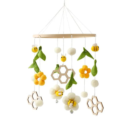 Wooden Baby Crib Mobile with Music Box Bell