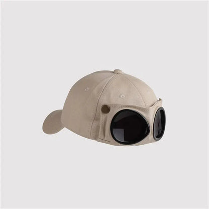 Aviator Baseball Cap – Unisex Summer Hat with Built-In Sunglasses
