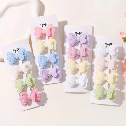 4Pcs Candy Colored Hair Clips for Girls Cute Double-Layered Bows