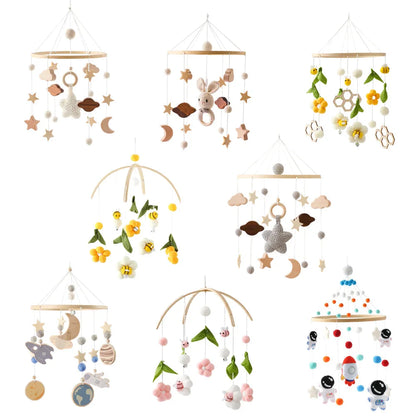 Wooden Baby Crib Mobile with Music Box Bell