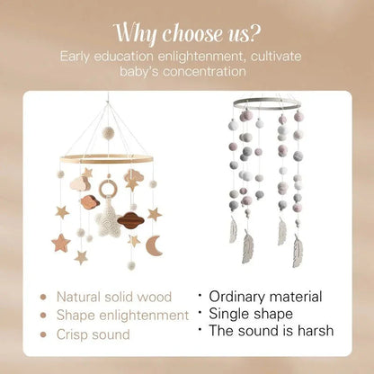 Wooden Baby Crib Mobile with Music Box Bell