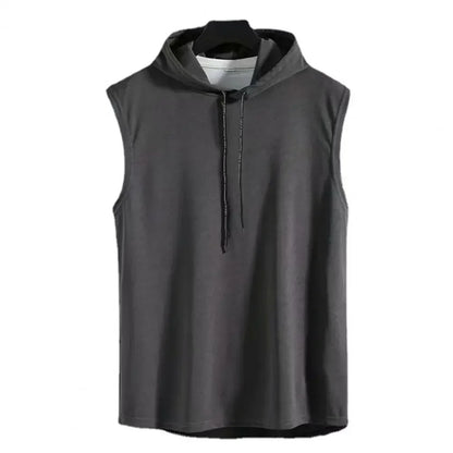 Silk Summer Muscle Hoodie Vest Sleeveless Bodybuilding Gym Workout Fitness Shirt