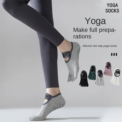 Women's five finger socks, anti slip yoga socks