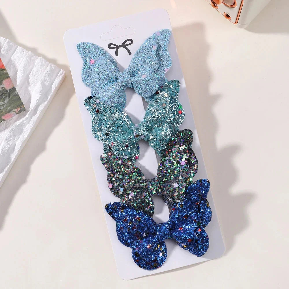4Pcs Candy Colored Hair Clips for Girls Cute Double-Layered Bows