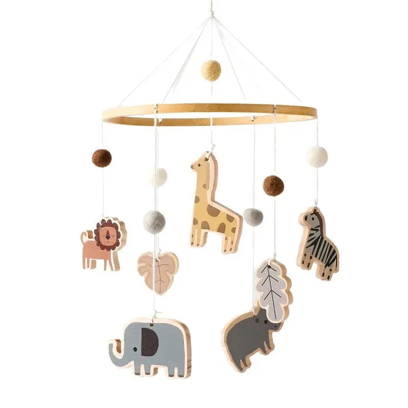 Wooden Baby Crib Mobile with Music Box Bell
